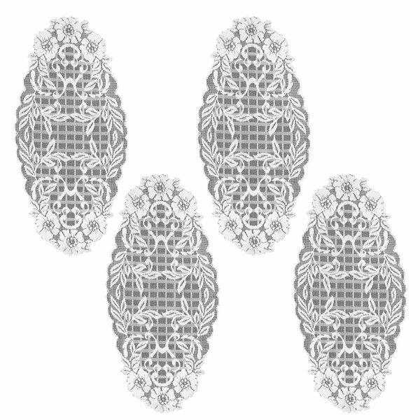 Heritage Lace 12 x 24 in. Floral Trellis Doilies, White - Set of 4 FT-1224W-S